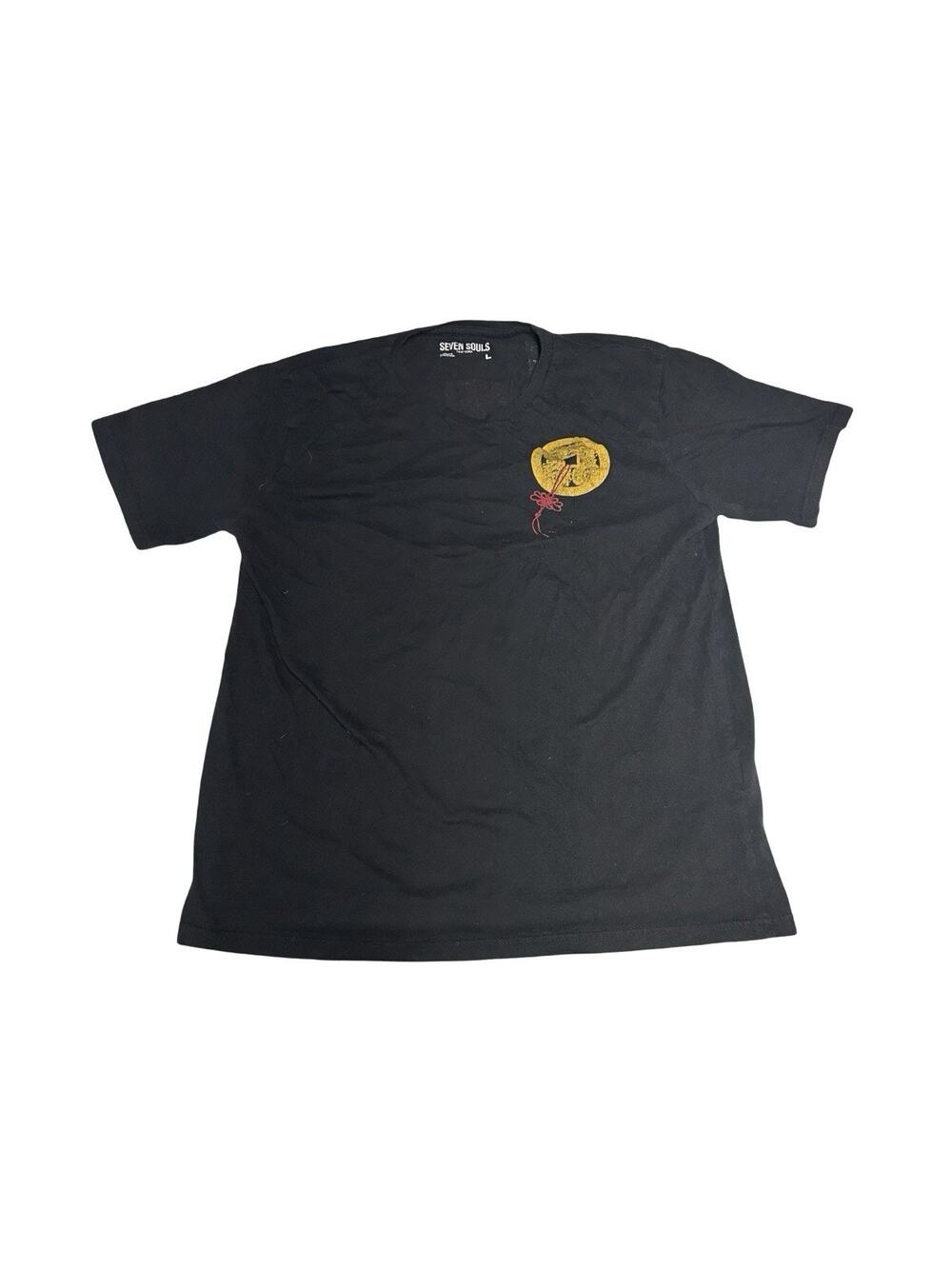 Seven Souls New York Large Japan Back Graphic Black T Shirt Short Sleeve Mens